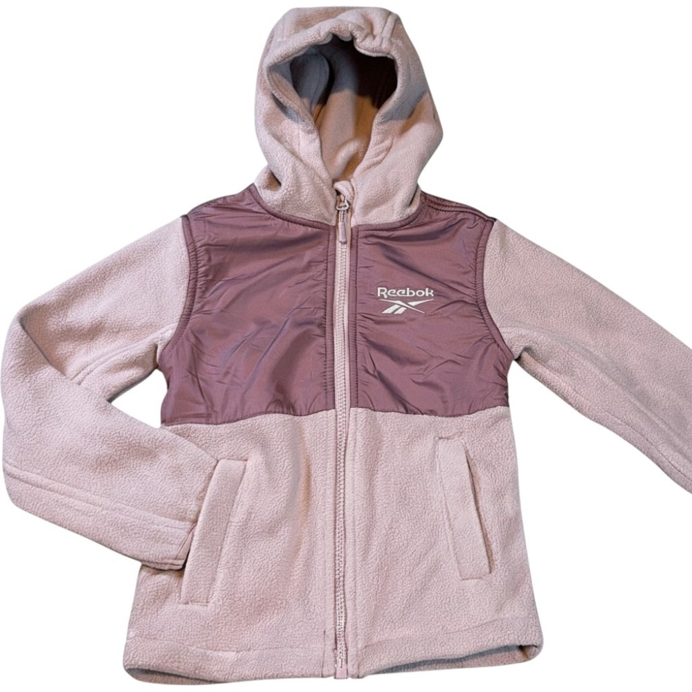 Reebok Girls Dusty Rose Pink Fleece Full Zip Hoodie Jacket Size 5 O2RB2353‎ New